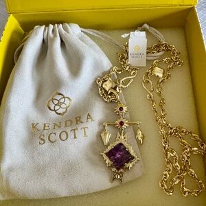 NWT Kendra Scott Cass Gold Long Pendant Necklace